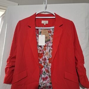 Skies Are Blue Red Blazer with Floral Lining